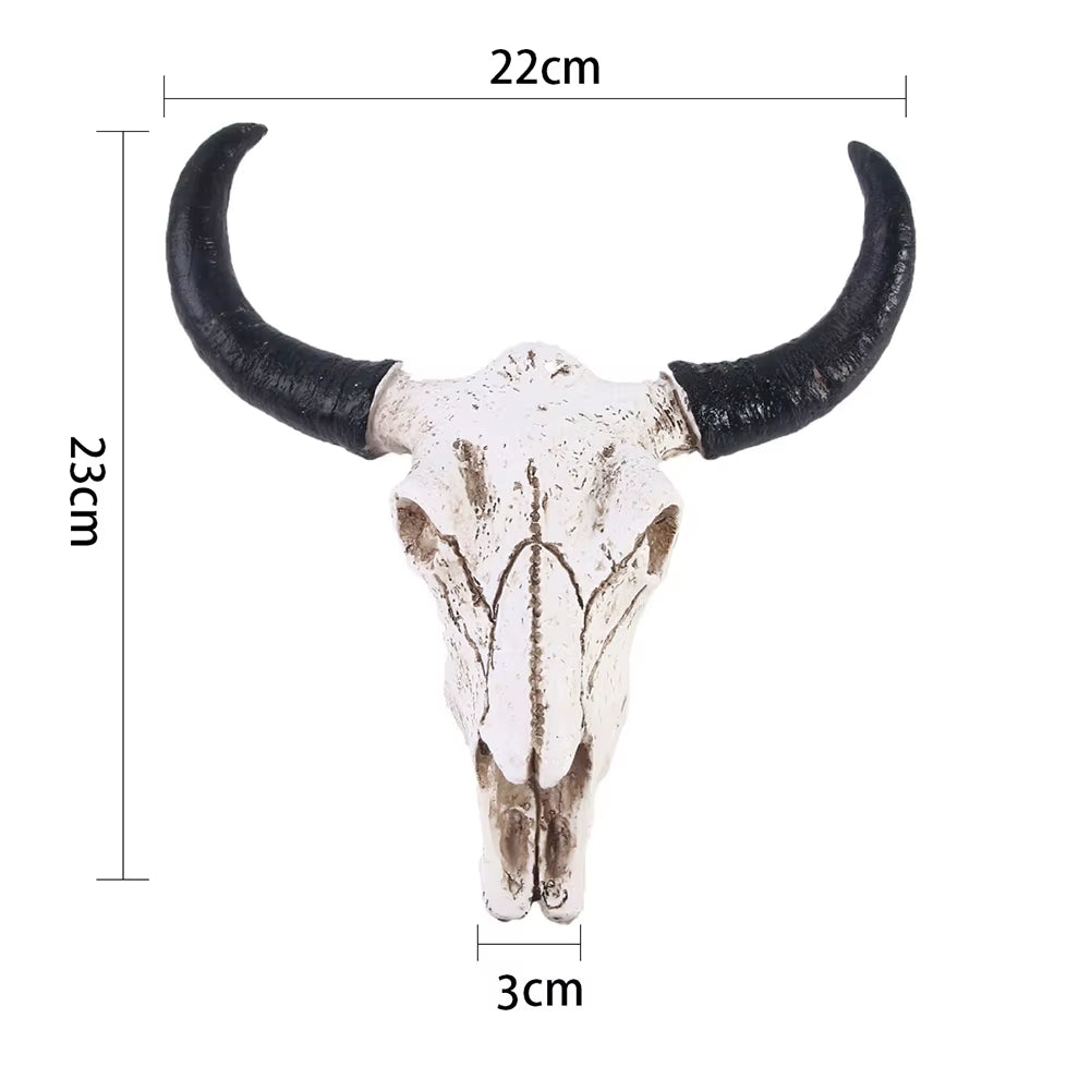 Cow Skull Head Pendant Wall Hanging Longhorn Cow Skull Head Ornament Figurines Crafts Fashion Realistic for Home Halloween Decor