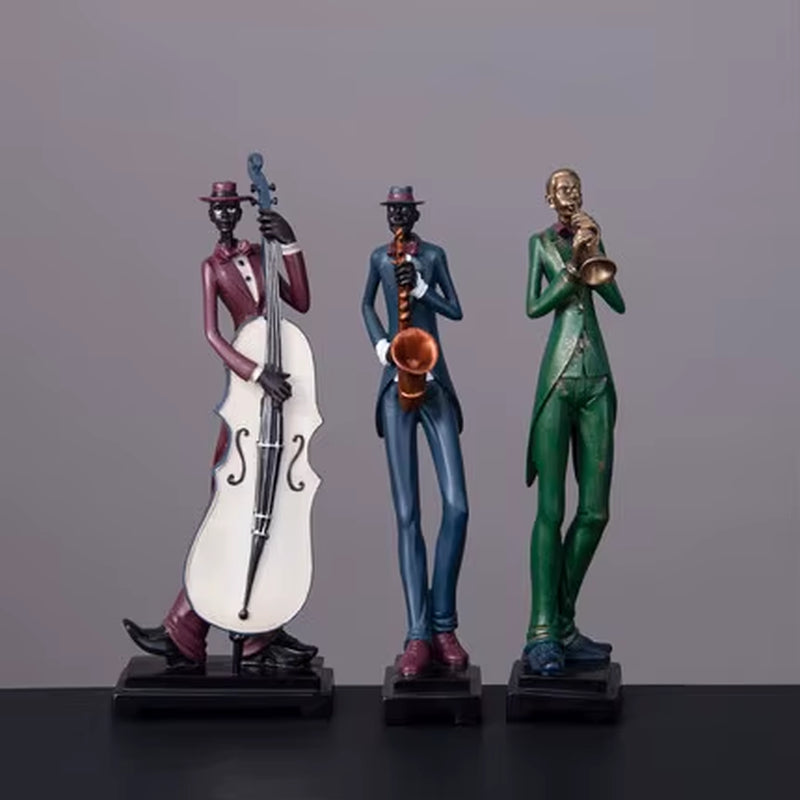 3Pcs/Set European Decor Creative Band Statue  Hand-Painted Art