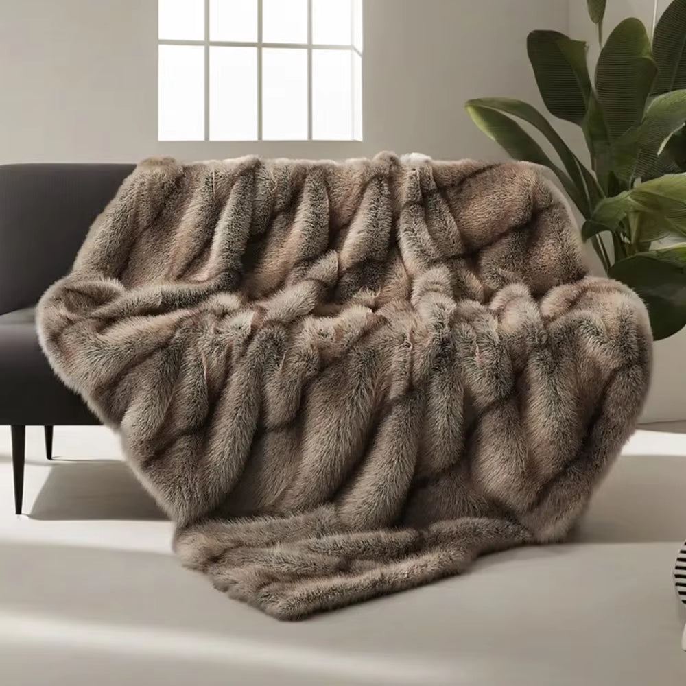 Luxury Faux Fur Blanket High-End Bed Fox Fur Blankets