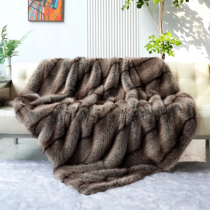 Luxury Faux Fur Blanket High-End Bed Fox Fur Blankets