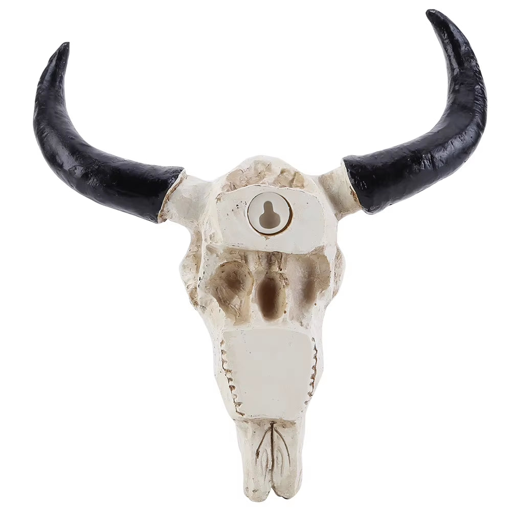 Cow Skull Head Pendant Wall Hanging Longhorn Cow Skull Head Ornament Figurines Crafts Fashion Realistic for Home Halloween Decor