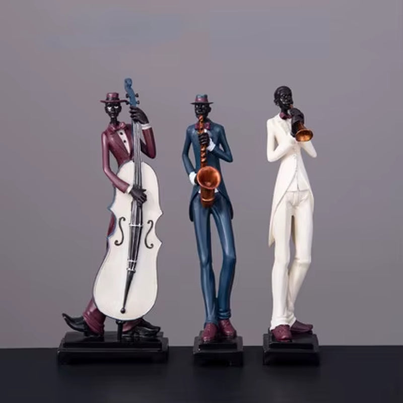 3Pcs/Set European Decor Creative Band Statue  Hand-Painted Art