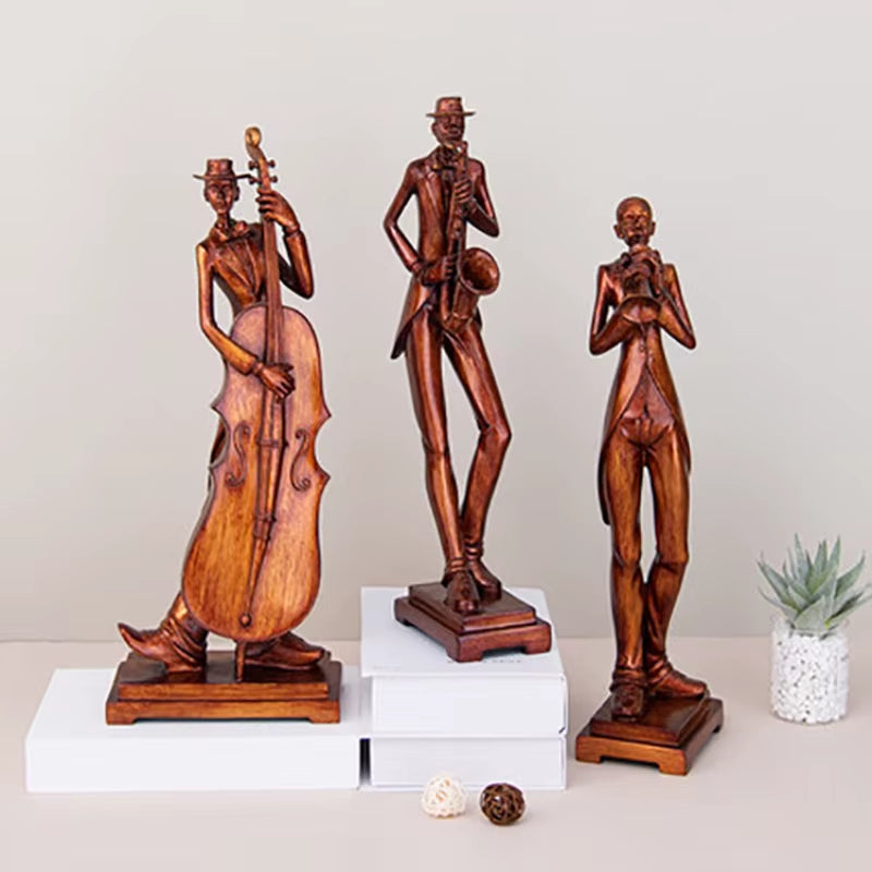 3Pcs/Set European Decor Creative Band Statue  Hand-Painted Art