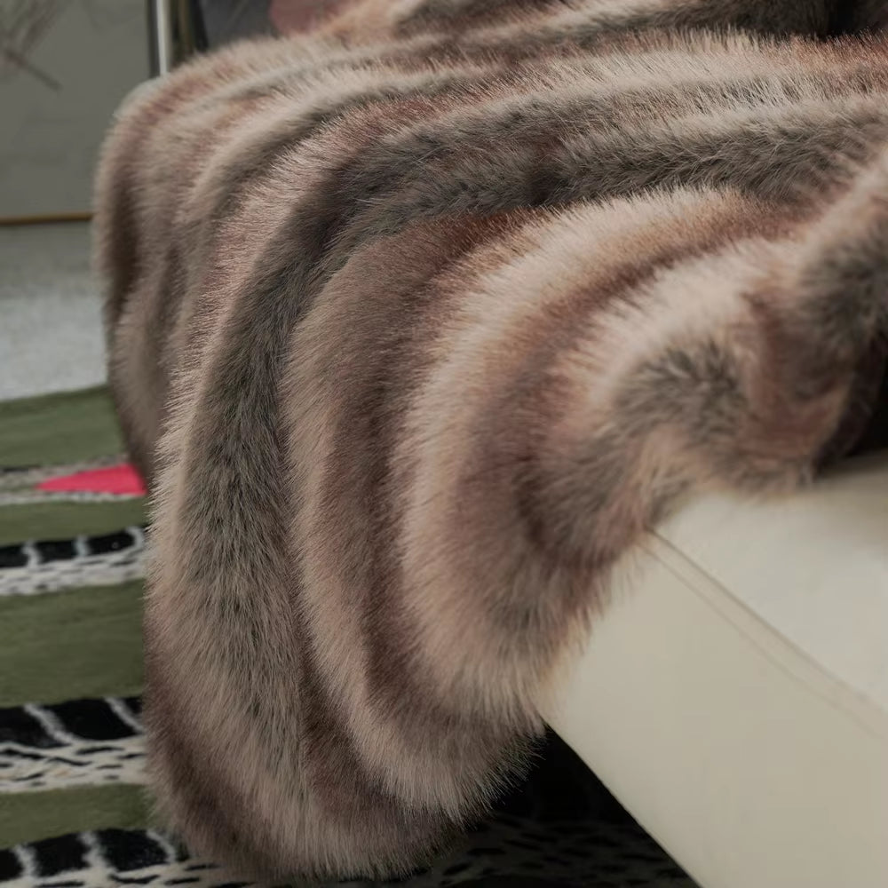 Luxury Faux Fur Blanket High-End Bed Fox Fur Blankets