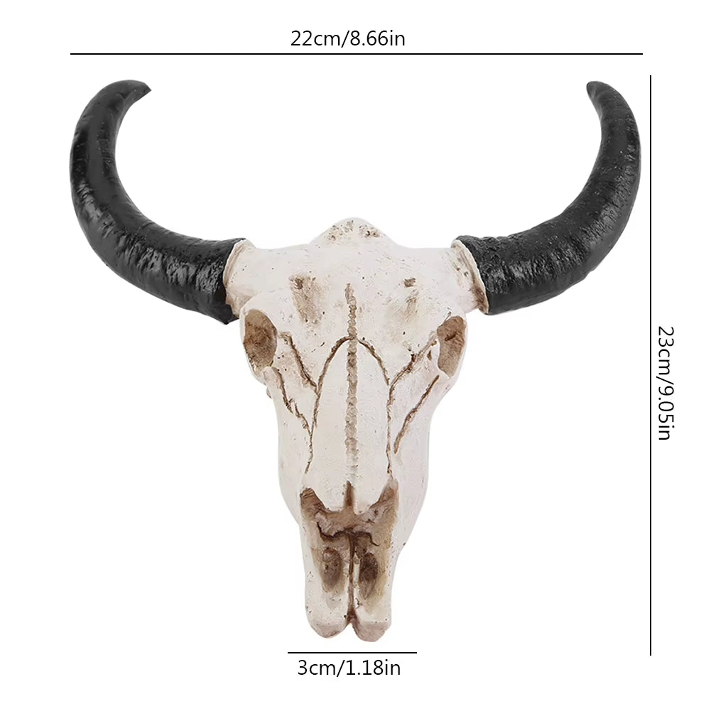 Cow Skull Head Pendant Wall Hanging Longhorn Cow Skull Head Ornament Figurines Crafts Fashion Realistic for Home Halloween Decor