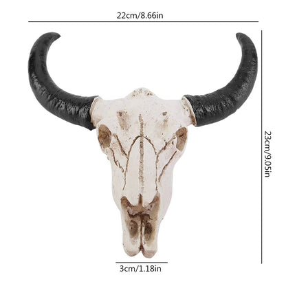 Cow Skull Head Pendant Wall Hanging Longhorn Cow Skull Head Ornament Figurines Crafts Fashion Realistic for Home Halloween Decor