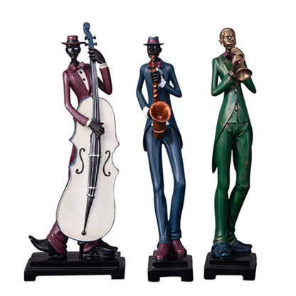 3Pcs/Set European Decor Creative Band Statue  Hand-Painted Art