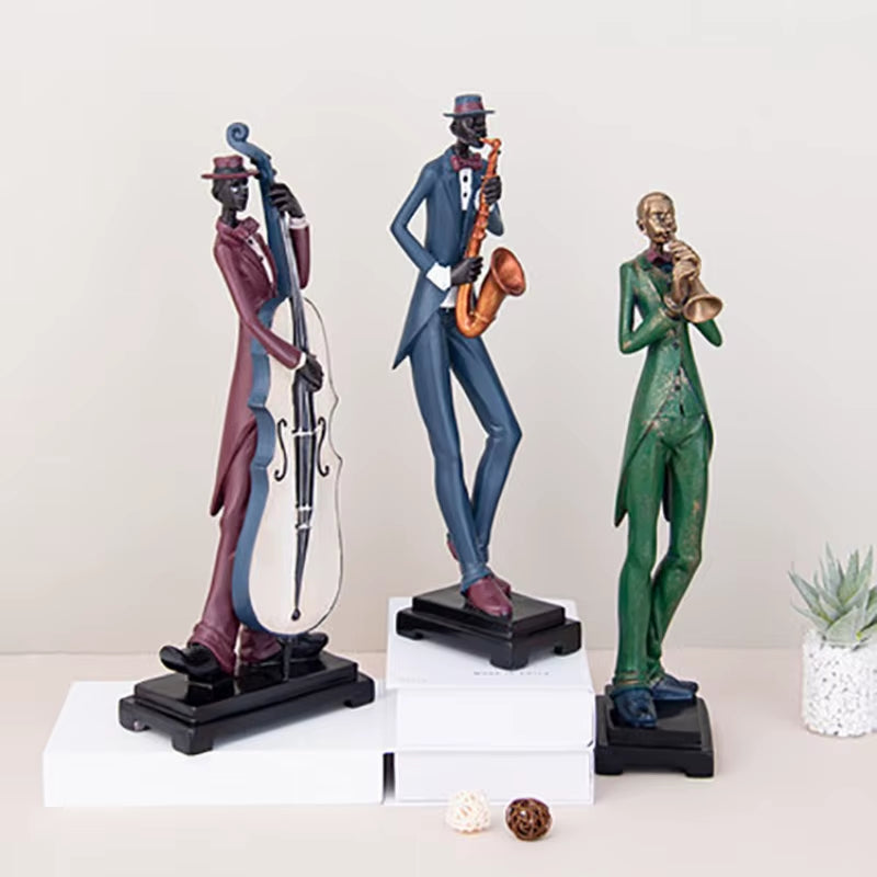 3Pcs/Set European Decor Creative Band Statue  Hand-Painted Art