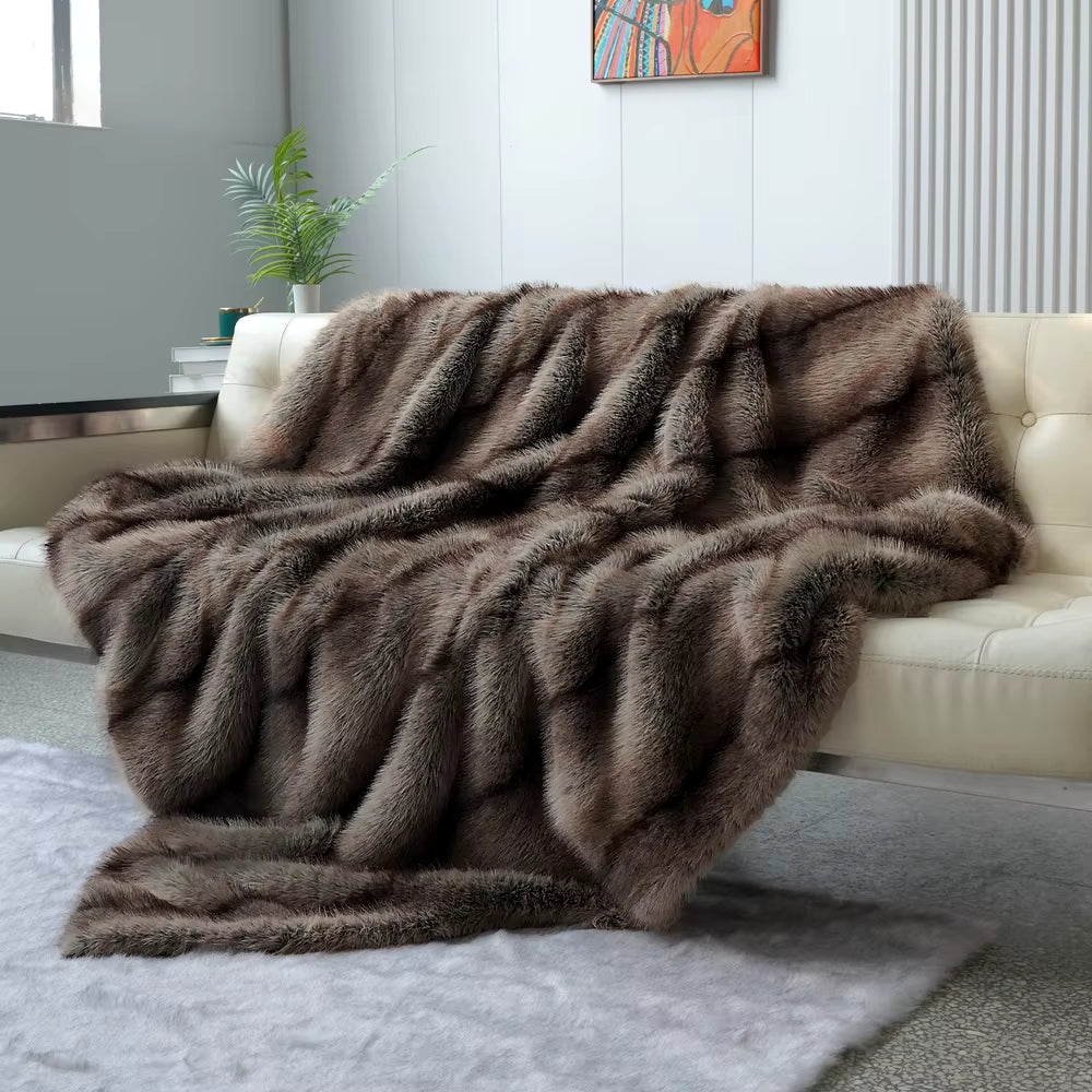 Luxury Faux Fur Blanket High-End Bed Fox Fur Blankets